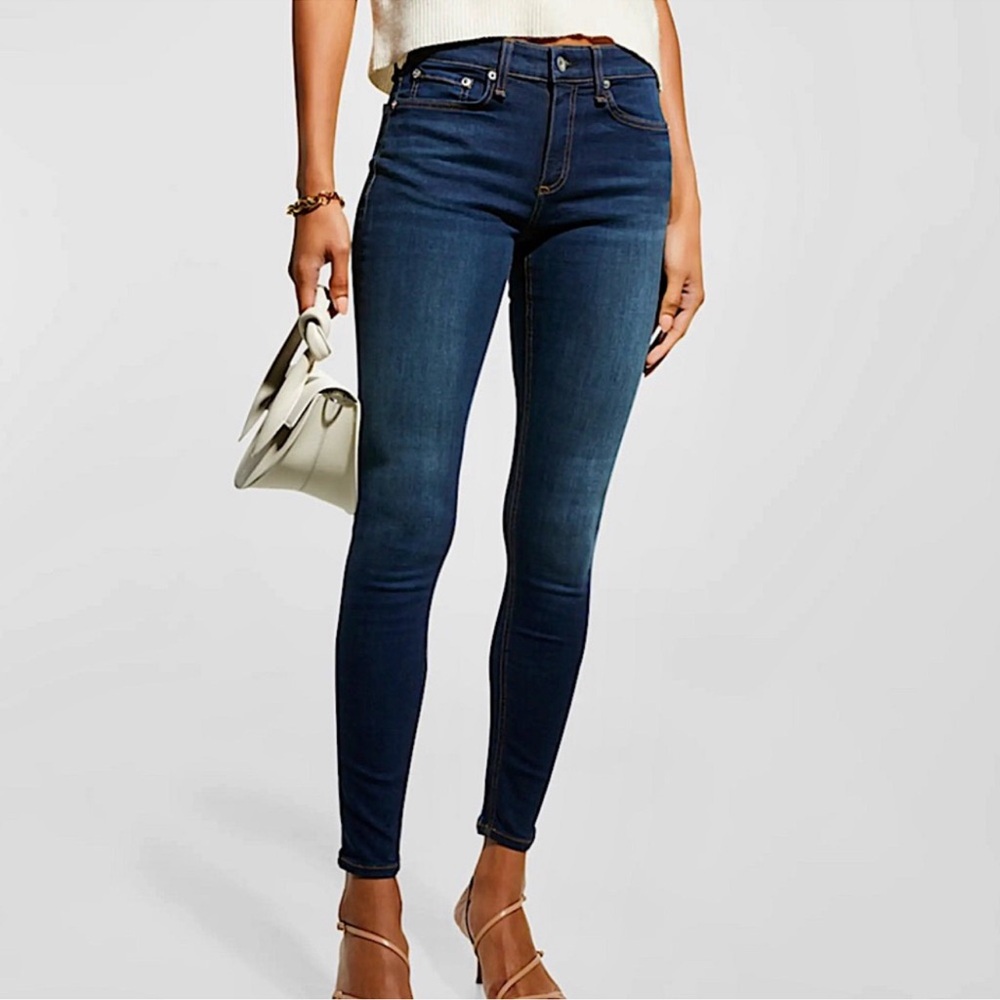 Rag & Bone Cate Mid-Rise Skinny Jeans Bedford Dark Wash $195 Denim